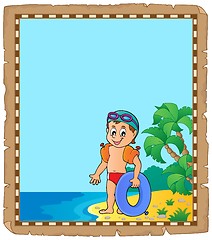 Image showing Parchment with little boy swimmer