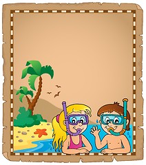 Image showing Children snorkel divers parchment 2