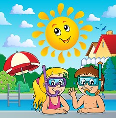 Image showing Children snorkel divers theme 3