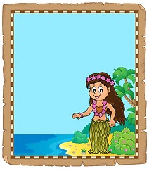 Image showing Parchment with Hawaiian theme dancer