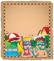 Image showing Children snorkel divers parchment 1