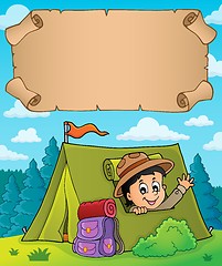 Image showing Small parchment and scout in tent
