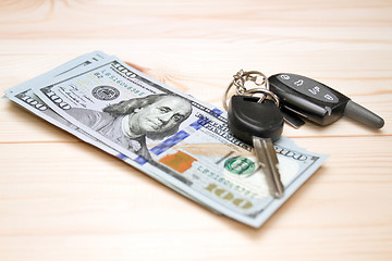 Image showing Heap of money and car key
