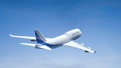 Image showing airplane in the blue sky