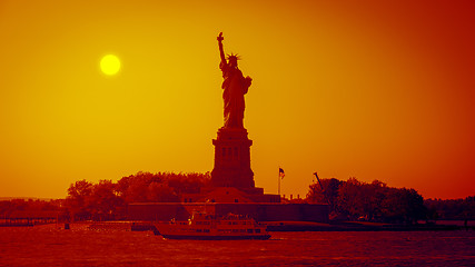 Image showing the Liberty Statue at sunset