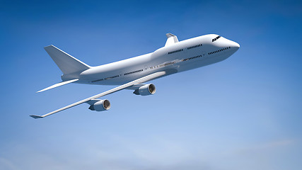 Image showing airplane in the blue sky