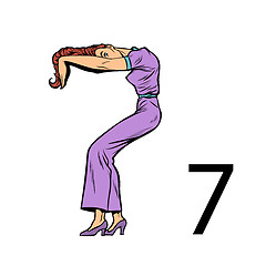 Image showing number seven 7. Business people silhouette alphabet