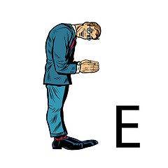 Image showing letter E ees. Business people silhouette alphabet