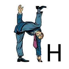 Image showing letter H aitch haitch. Business people silhouette alphabet