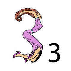 Image showing number three 3. Business people silhouette alphabet