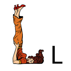 Image showing letter L el. Business people silhouette alphabet