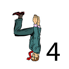 Image showing number four 4. Business people silhouette alphabet