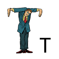 Image showing letter T tee. Business people silhouette alphabet