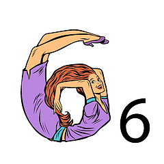 Image showing number six 6. Business people silhouette alphabet