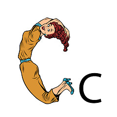 Image showing letter C cee. Business people silhouette alphabet