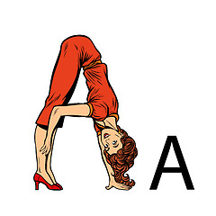 Image showing letter A as aes. Business people silhouette alphabet