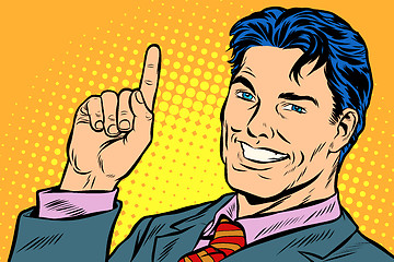 Image showing businessman pointing up