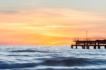 Image showing Sea pier after sunset