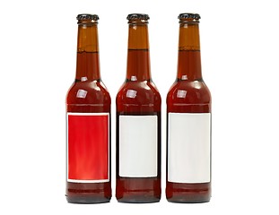 Image showing Beer bottles on a white