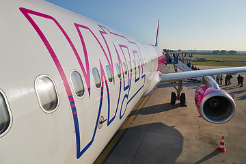 Image showing Airliner fuselage close up