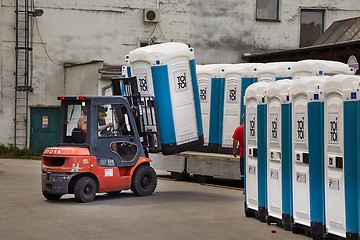 Image showing Toilets installed at a public event