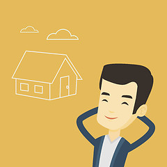 Image showing Man dreaming about buying new house.