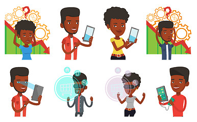 Image showing Vector set of people using modern technologies.