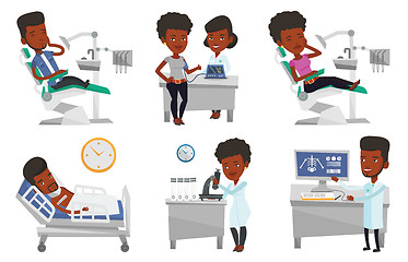 Image showing Vector set of doctor characters and patients.