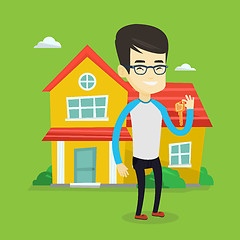 Image showing Real estate agent with key vector illustration.