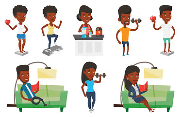 Image showing Vector set of people during leisure activity.