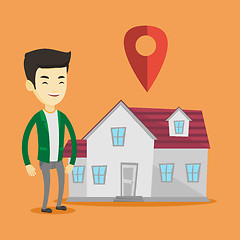 Image showing Realtor on background of house with map pointer.