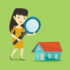 Image showing Woman looking for house vector illustration.
