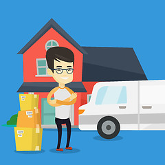 Image showing Man moving to house vector illustration.