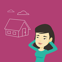 Image showing Woman dreaming about buying new house.