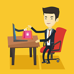 Image showing Man shopping online vector illustration.