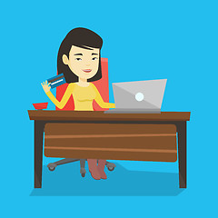 Image showing Woman shopping online vector illustration.