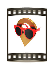 Image showing Glamour map pointer in sunglasses. 3d illustration. The film str