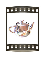 Image showing Chrome Teapot. 3d illustration. The film strip.