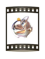 Image showing Piggy in Chrome Symbol for Financial Concepts. 3d illustration. 