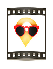 Image showing Glamour map pointer in sunglasses. 3d illustration. The film str