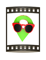 Image showing Glamour map pointer in sunglasses. 3d illustration. The film str