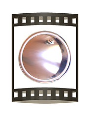 Image showing Metall button. 3d illustration. The film strip.