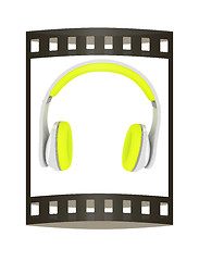 Image showing Best headphone icon. 3d illustration. The film strip.