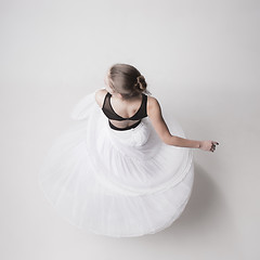 Image showing The top view of the teen ballerina on white background