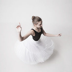 Image showing The top view of the teen ballerina on white background