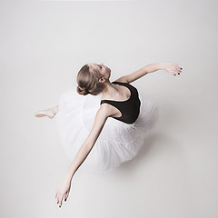 Image showing The top view of the teen ballerina on white background