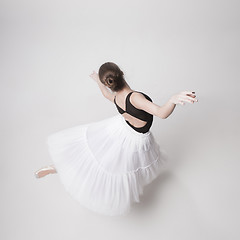 Image showing The top view of the teen ballerina on white background