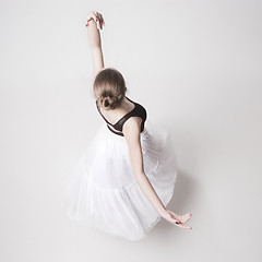 Image showing The top view of the teen ballerina on white background