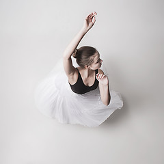 Image showing The top view of the teen ballerina on white background