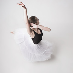 Image showing The top view of the teen ballerina on white background